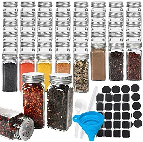 Betrome 48 Pcs Spice Jars Glass Empty 4 oz Square Spice Container Set with Shaker Lids&Airtight M... | Amazon (CA)
