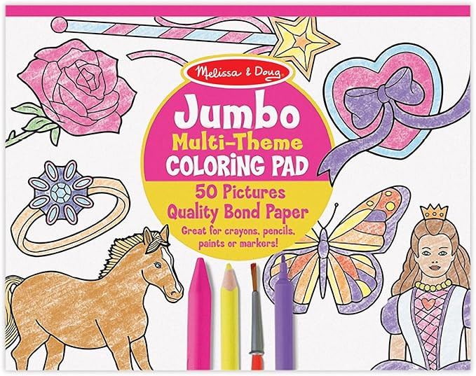 Melissa & Doug Jumbo 50-Page Kids' Coloring Pad - Horses, Hearts, Flowers, and More - FSC Certifi... | Amazon (US)