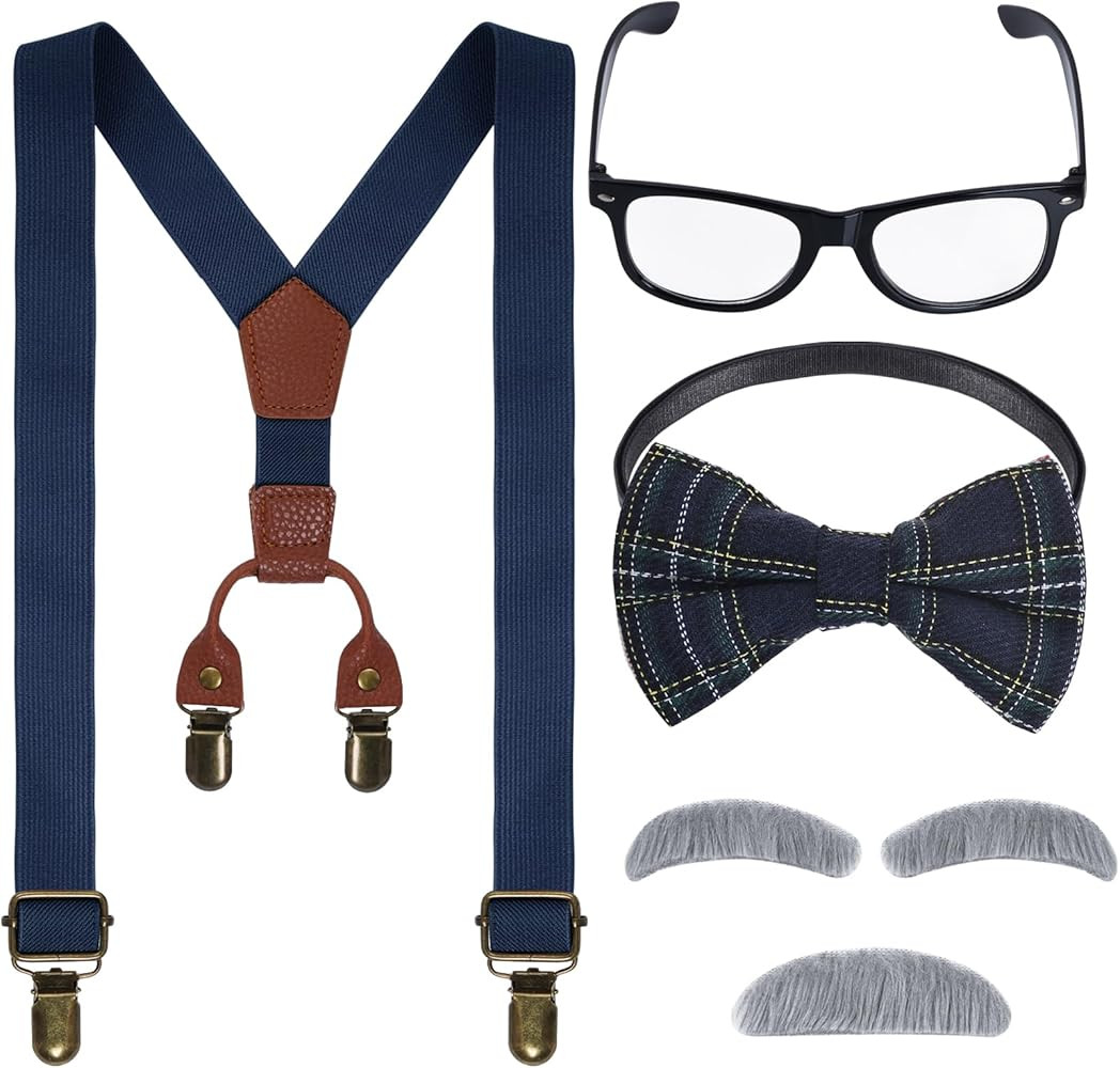 Kids Old Man Costume 100 Day of School Grandpa Costume for Boy 1920s Old Man Halloween Costume | Amazon (US)