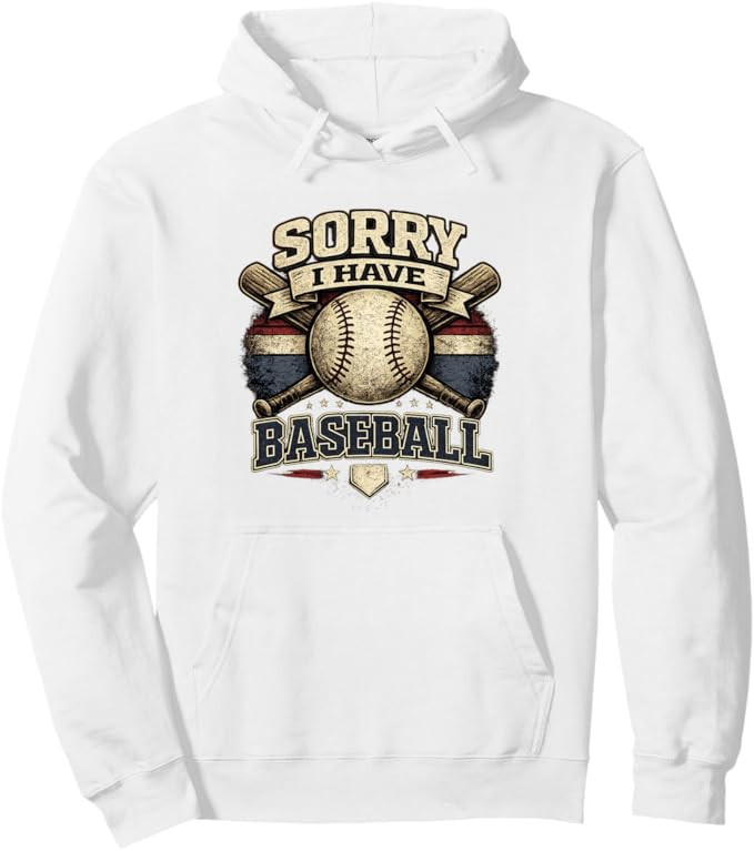 Sorry I Have Baseball Vintage Retro Graphic Pullover Hoodie | Amazon (US)