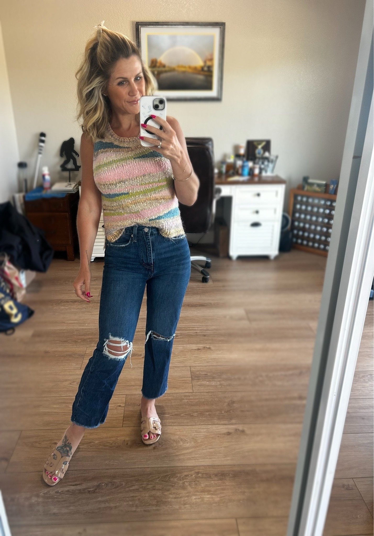 First day of summer! Casual dinner outfit. Pilcro multi color Anthropologie top S & Pistola Cassie ankle jeans 26. Both last year but linked top & similar denim styles.

#LTKgrwm #LTKootd #LTKvlog