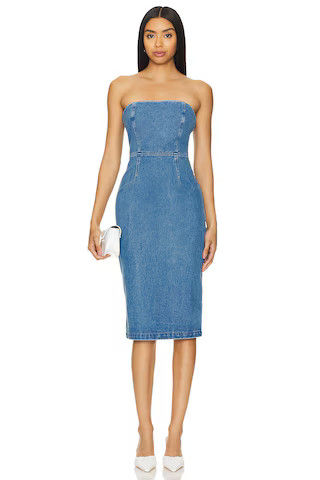 Bardot Vanda Midi Dress in Vintage Blue from Revolve.com | Revolve Clothing (Global)