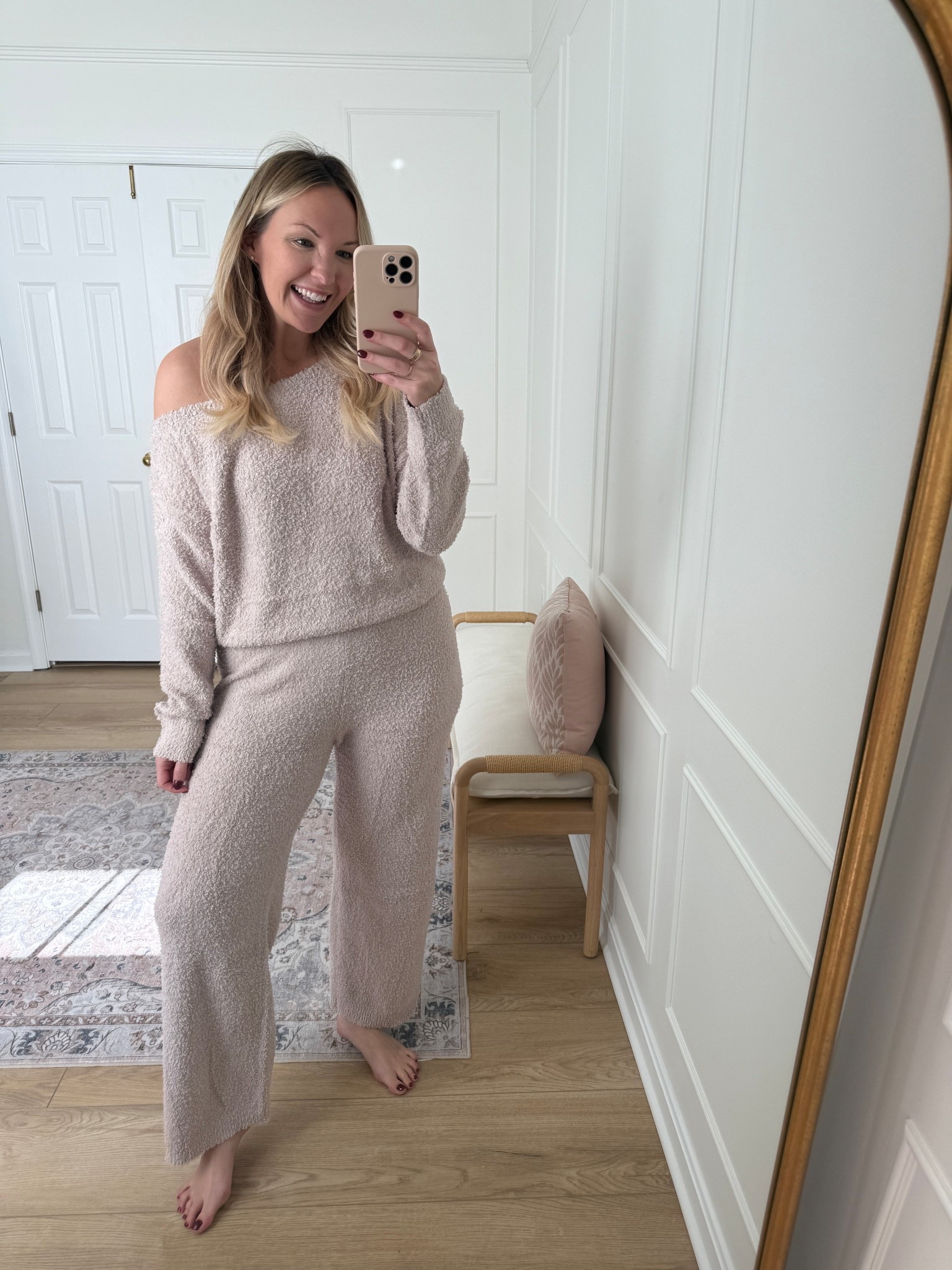 Loungewear set - cozy winter outfit - wearing a large 

#LTKMidsize #LTKSeasonal #LTKHoliday