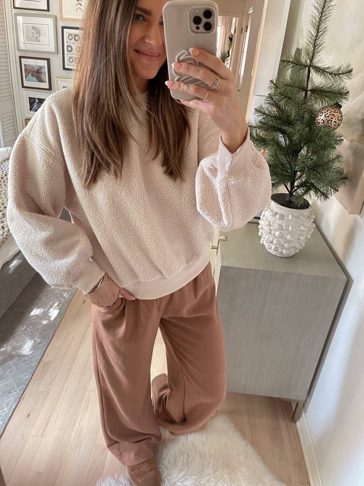 Another way to style these trousers casual. This fleece pullover is under $25 & comes in 4 colors. I'm wearing a size XS. Wearing my true size in pants. // Walmart style, Walmart fashion, winter outfit, winter fashion, winter style, winter trends

#LTKsalealert