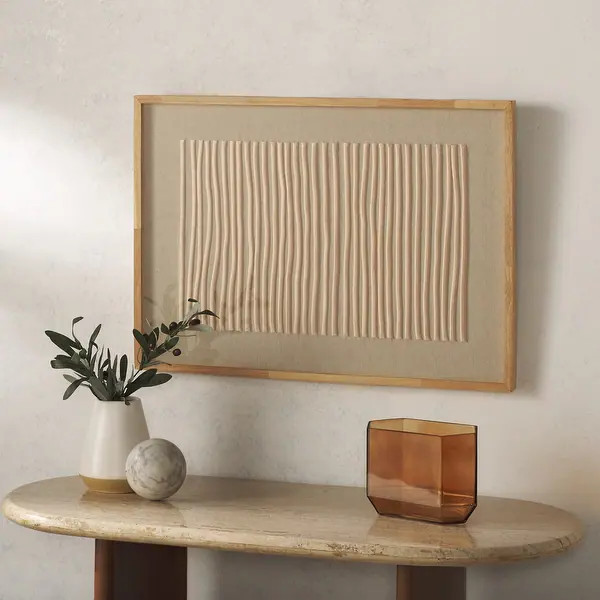 SAFAVIEH Home Kai 27.6W x 19.7L-inch Beige Framed Emboridery Art - Bed Bath & Beyond - 42587872 | Bed Bath & Beyond