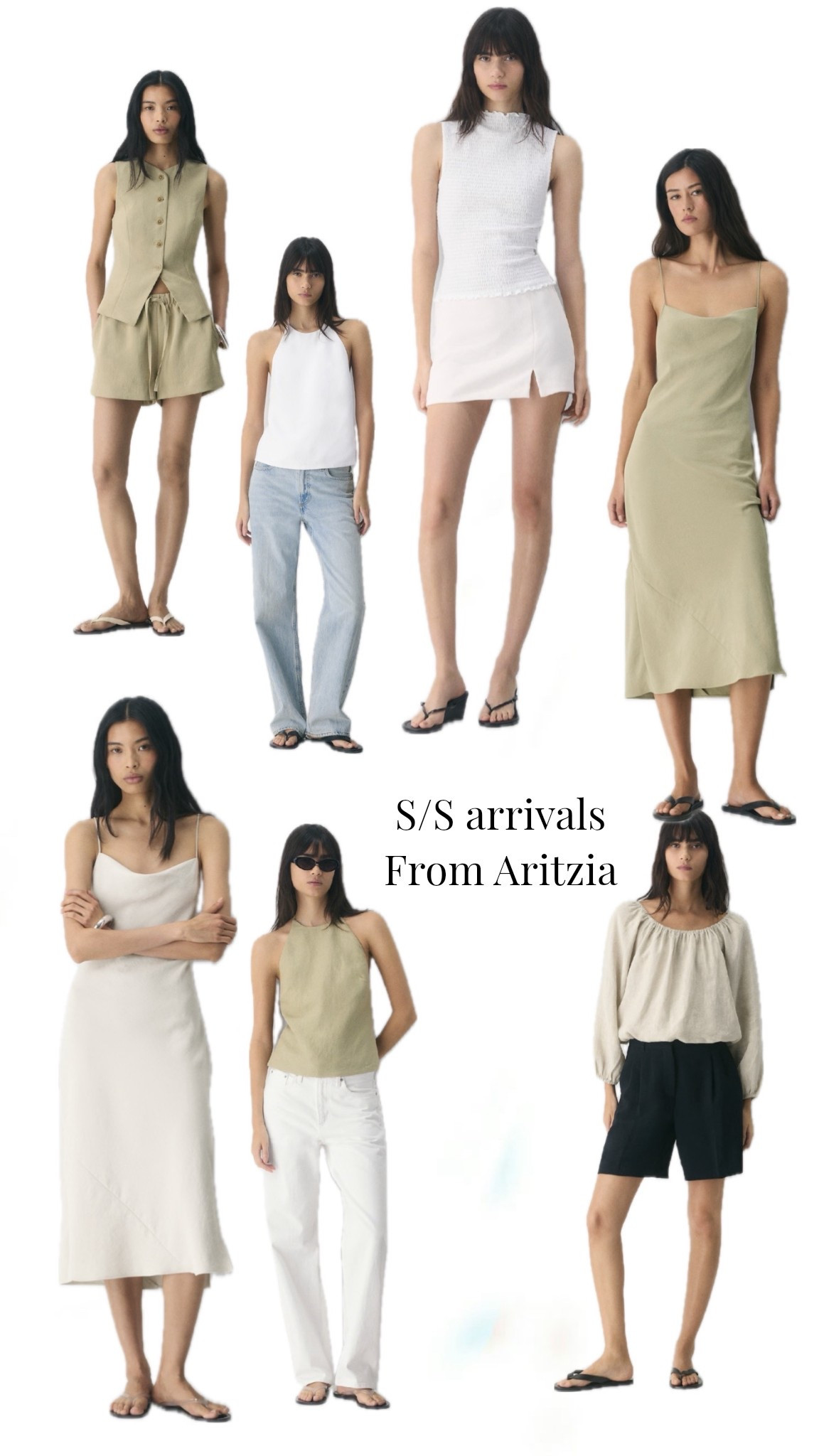 Tops are xs, off the shoulder top is xxs,
Shorts and skirt is 0, dresses are xs 