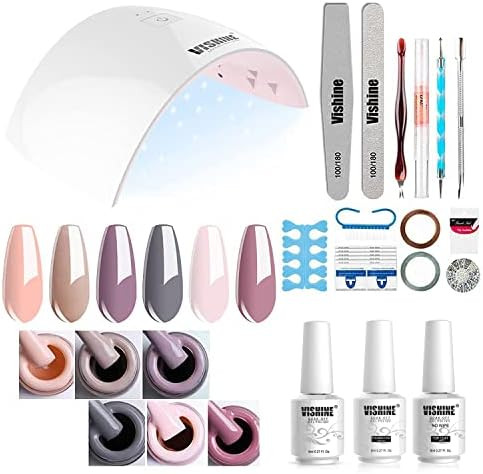 Gel Nail Polish Starter Kit - 6 Colors Gel Polish Set Base Top Coat, 36W LED UV Nail Lamp with Fu... | Amazon (US)