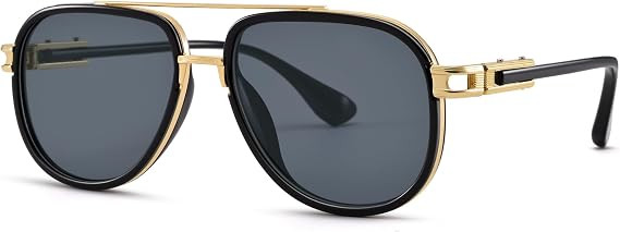 RAYSOL Retro Oversized Aviator Sunglasses for Women, Metal Double Bridge | Tangle Free Design, 10... | Amazon (US)