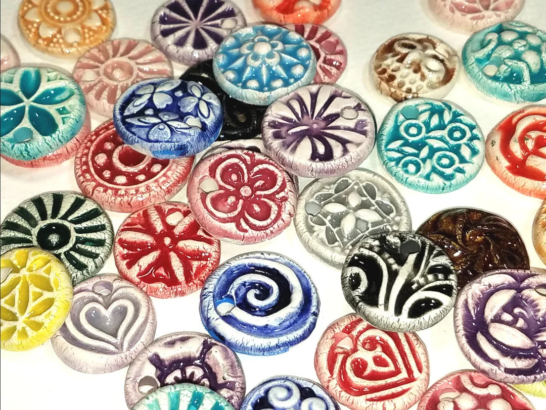 20 CLAY mini CHARMS Pendants Mix - Mixed designs and colors! - glazed on the front- Use for neckl... | Etsy (US)