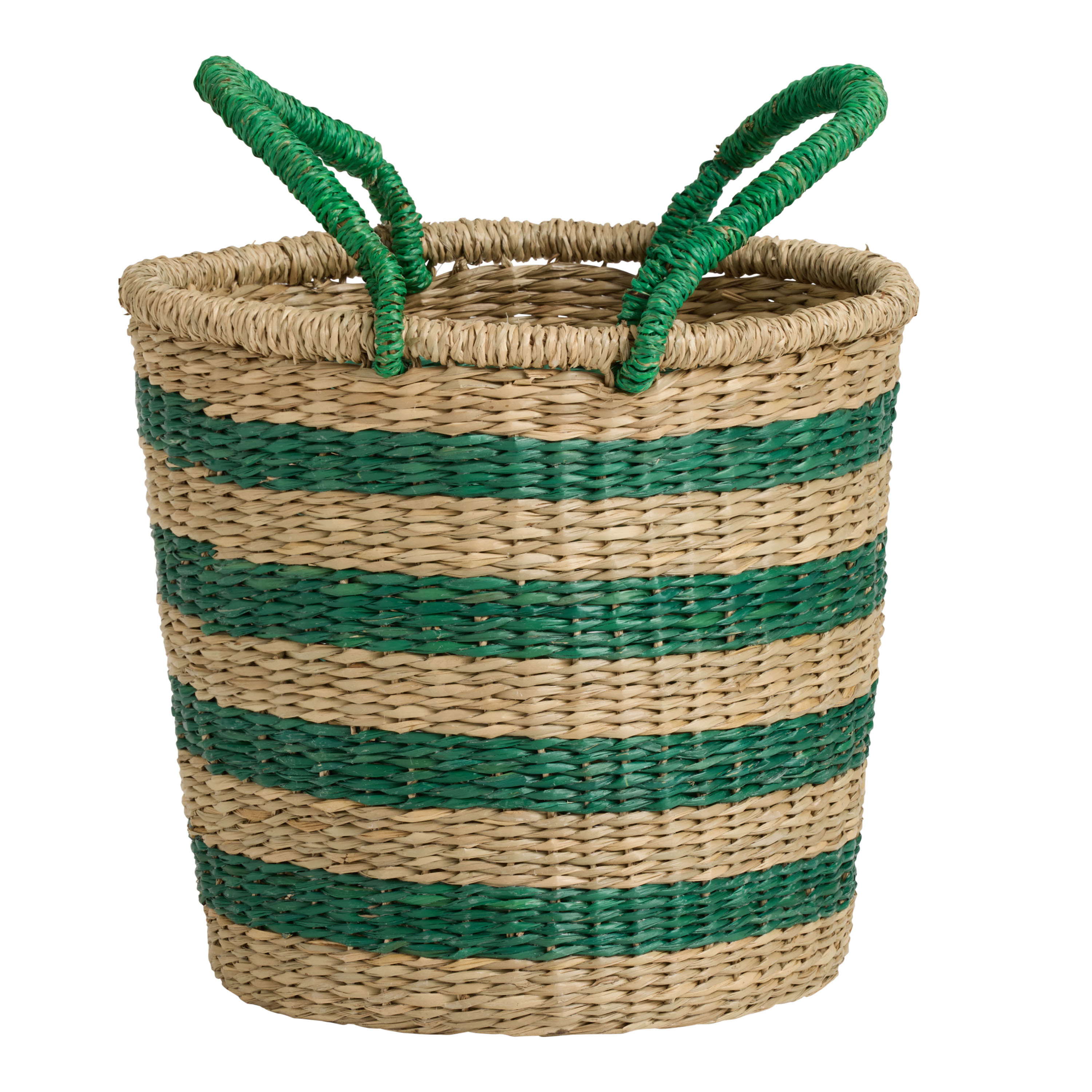 Mang Natural Seagrass Striped Tote Basket | World Market