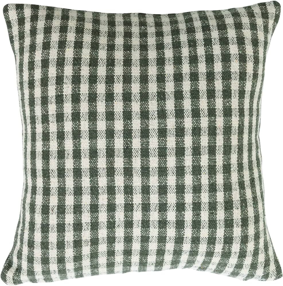 Creative Co-Op Woven Recycled Cotton Blend, Gingham, Green and White Pillow Covers, 18" L x 18" W... | Amazon (US)