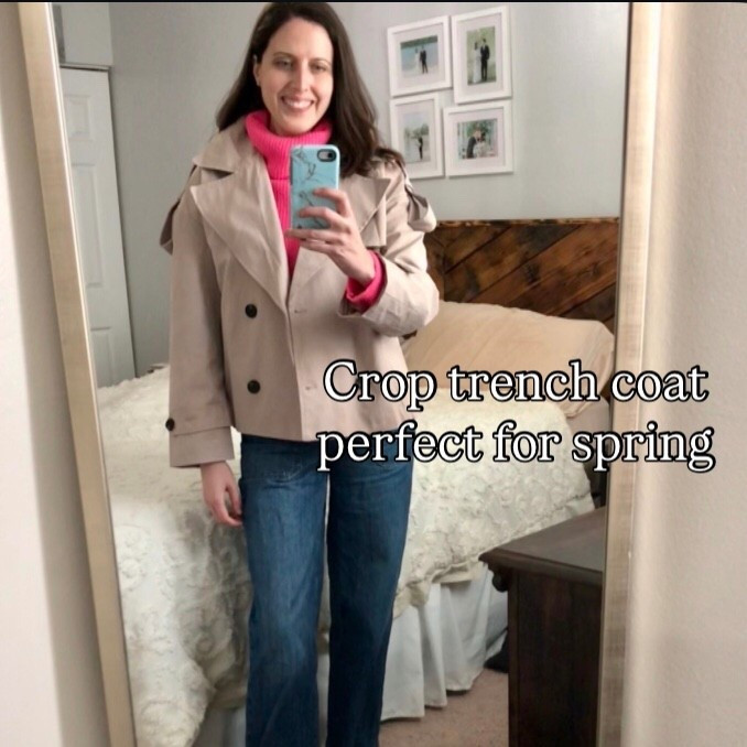 Khaki crop trench coat from Amazon. 

Wore with with a pink sweater and wide leg jeans and sneakers 

Valentine’s Day 

#LTKootd #LTKSeasonal #LTKFindsUnder100