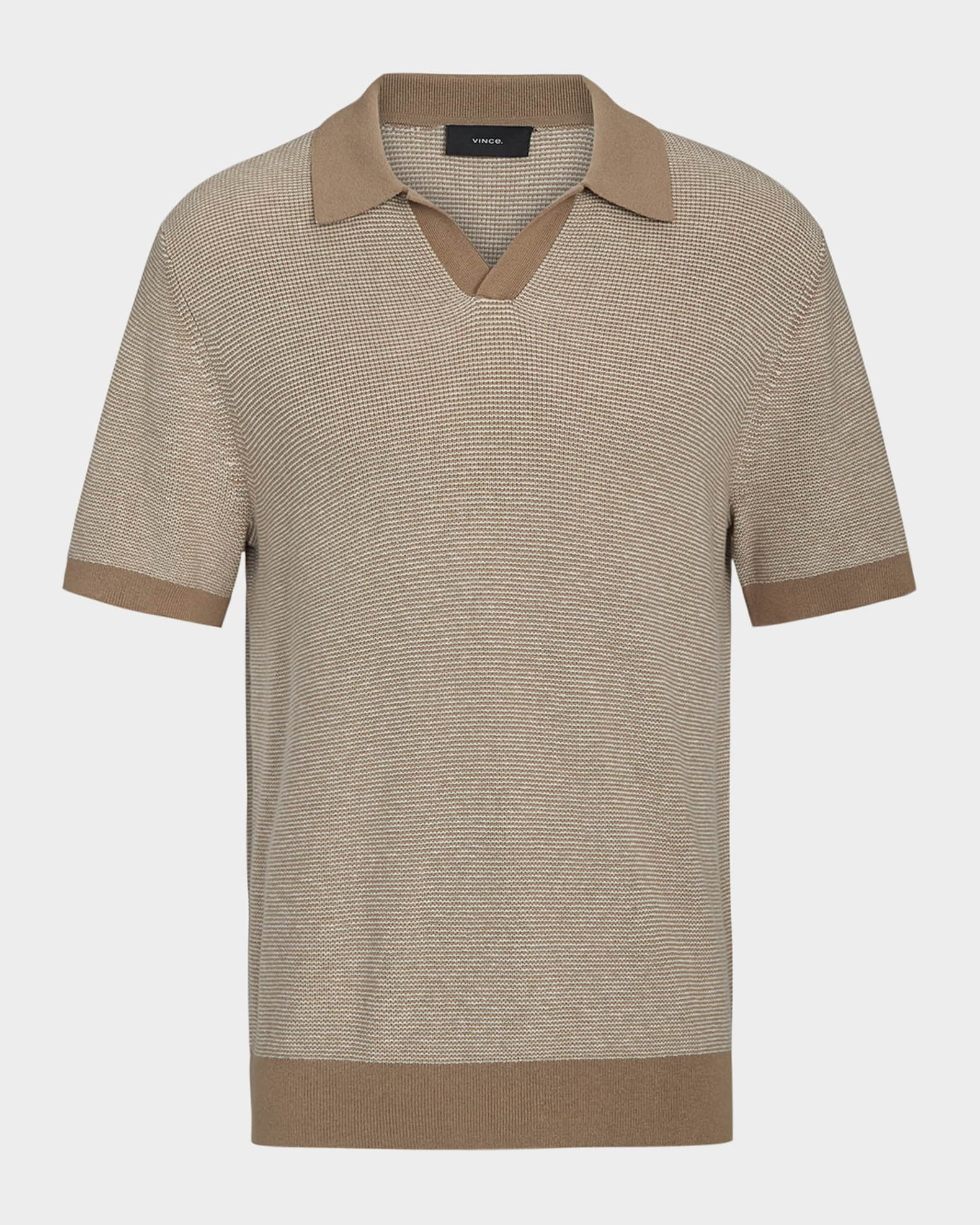 Men's Cotton and Cashmere Johnny Collar Polo Shirt | Neiman Marcus