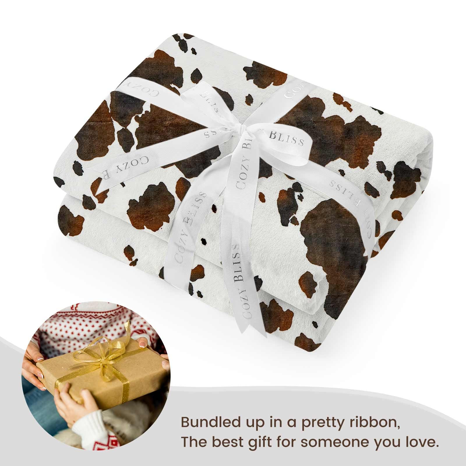 Cozy Bliss Cow Print Throw Blanket Non Shedding MilkyPlush™ Fleece 330GSM Thick Blankets Wester... | Amazon (US)