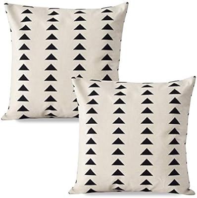 PANDICORN Set of 2 Boho Black and Cream/Off White Pillow Covers for Home Décor, African Mudcloth... | Amazon (US)