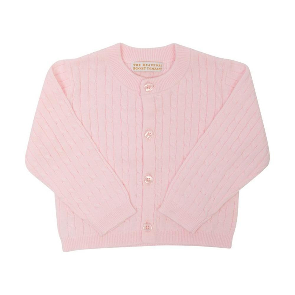 cable knit cambridge cardigan in palm beach pink | Ellifox