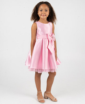 Girls' 2T-6X Mikado Bow Waist Round Neck Dress | Macy's