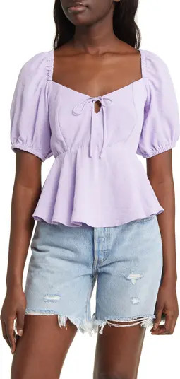 Puff Sleeve Peplum Top | Nordstrom