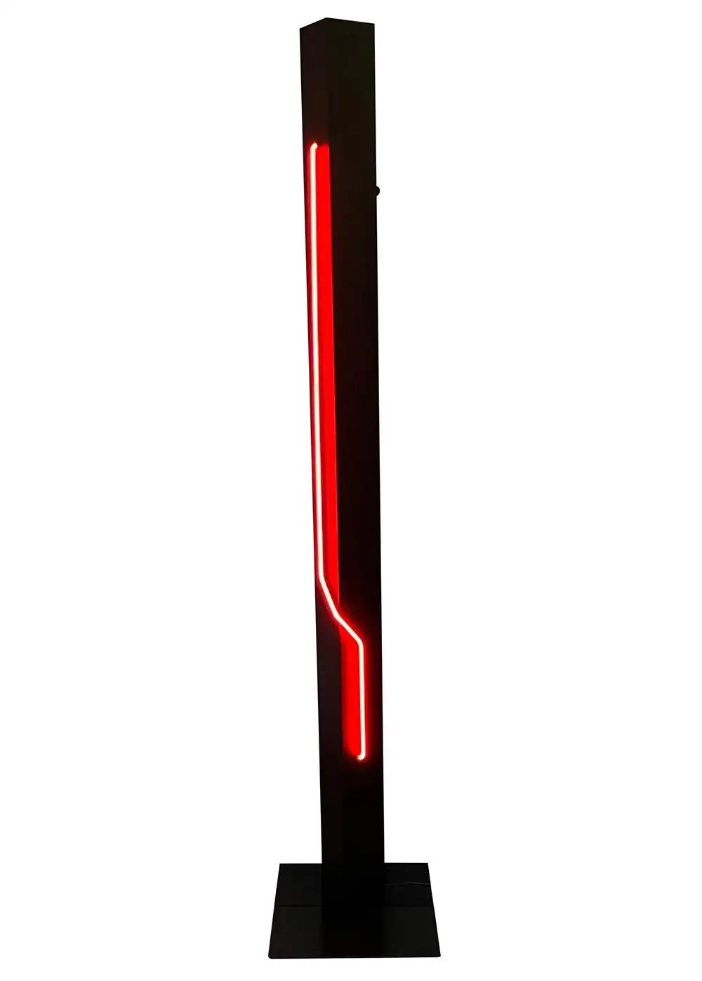Mid-Century Post Modern Black with Red Torchiere Neon Floor Lamp by Rudi Stern | 1stDibs
