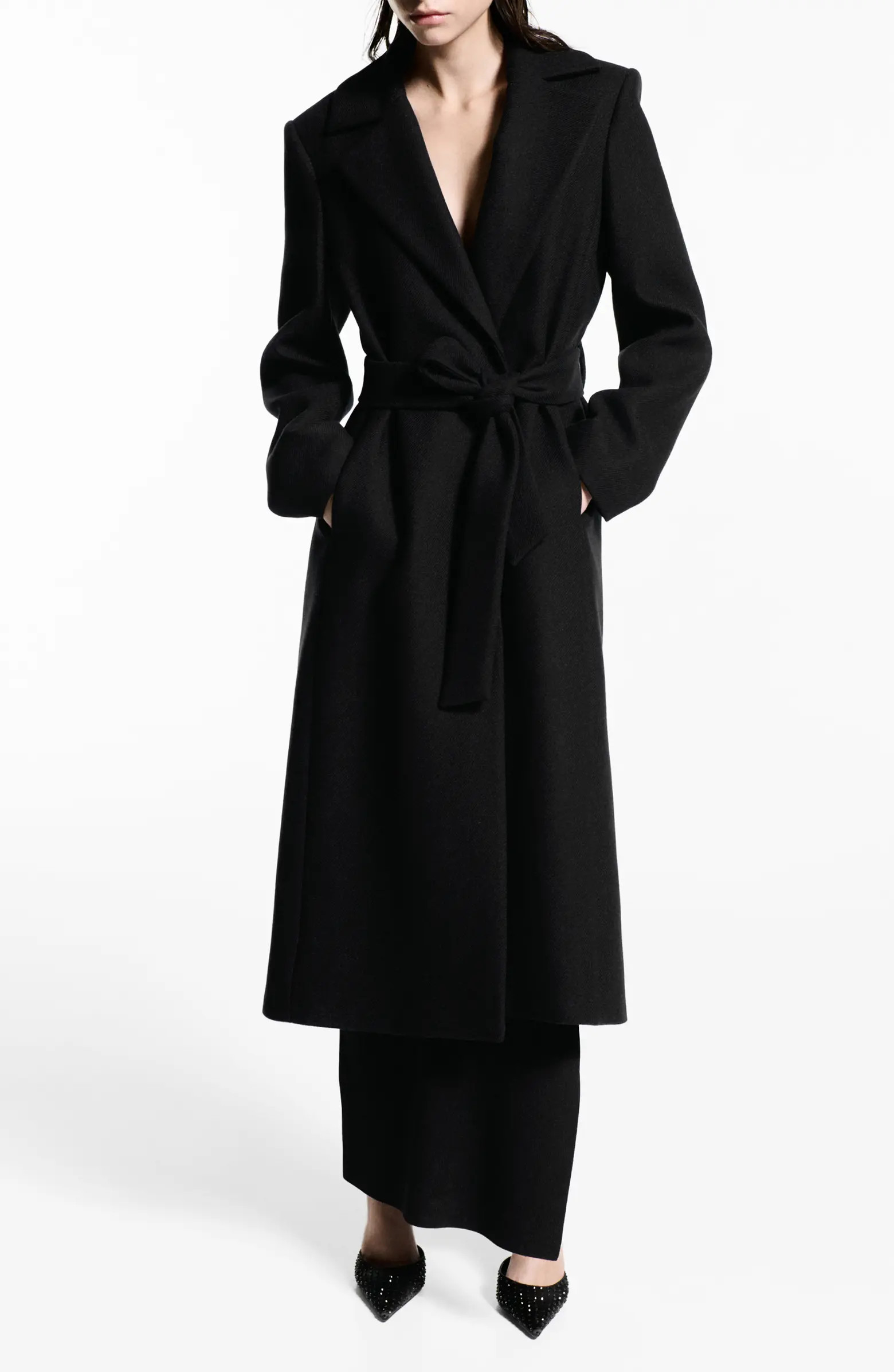 Dolce Wool Blend Wrap Coat with Removable Faux Fur Collar | Nordstrom