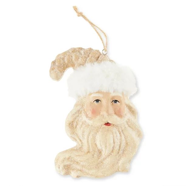 Santa Fur Trim Ornament, Festive Fireside Theme, Santa Head, off-White Color, 0.157 kg, by Holida... | Walmart (US)