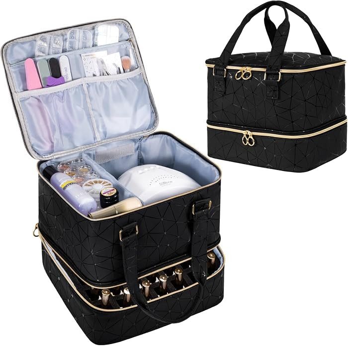 Uross Nail Polish Organizer Bag Holds 42 Bottles Nail Polish & Nail Lamp, Gel Nail Polish Organiz... | Amazon (US)