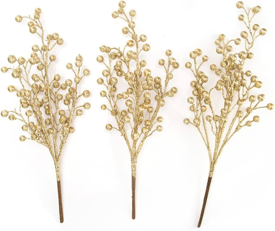 blitzlabs Artificial Berry Stems Christmas Glitter Berries Artificial Fruit Berry Holly Flower Br... | Amazon (US)