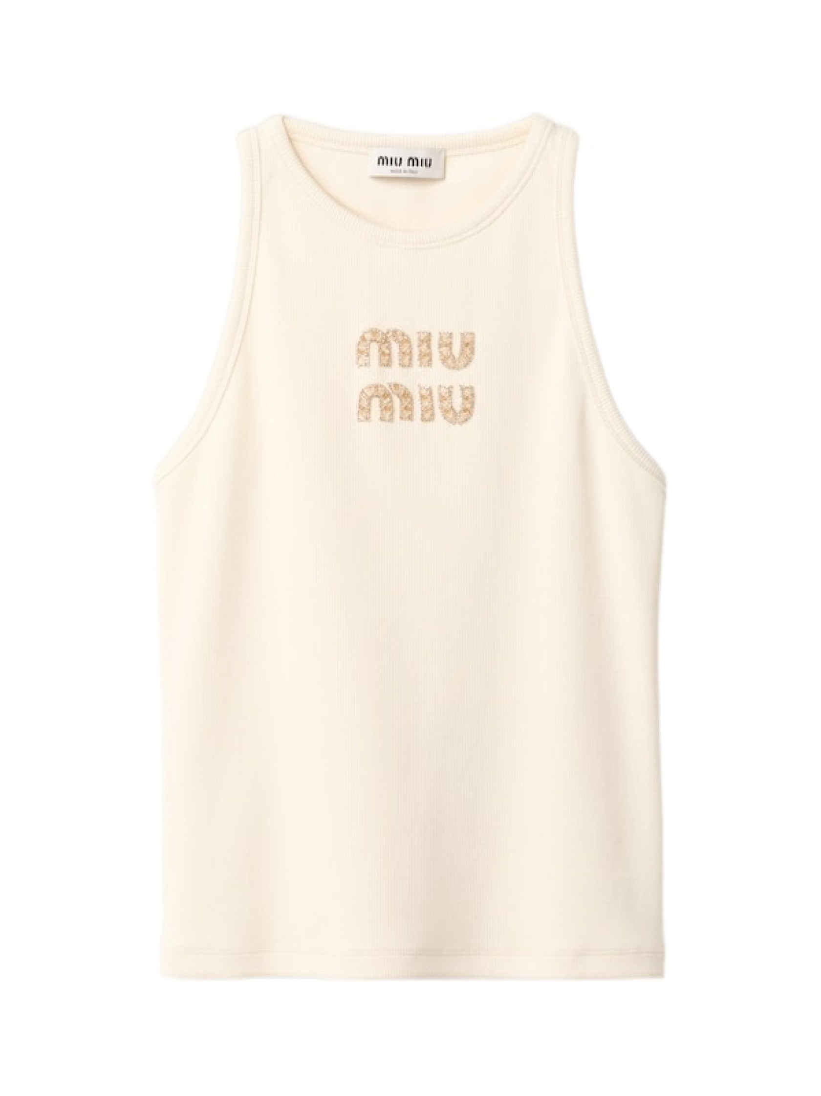 Miu Miu Logo-Embellished Ribbed Sleeveless Top | Senser US