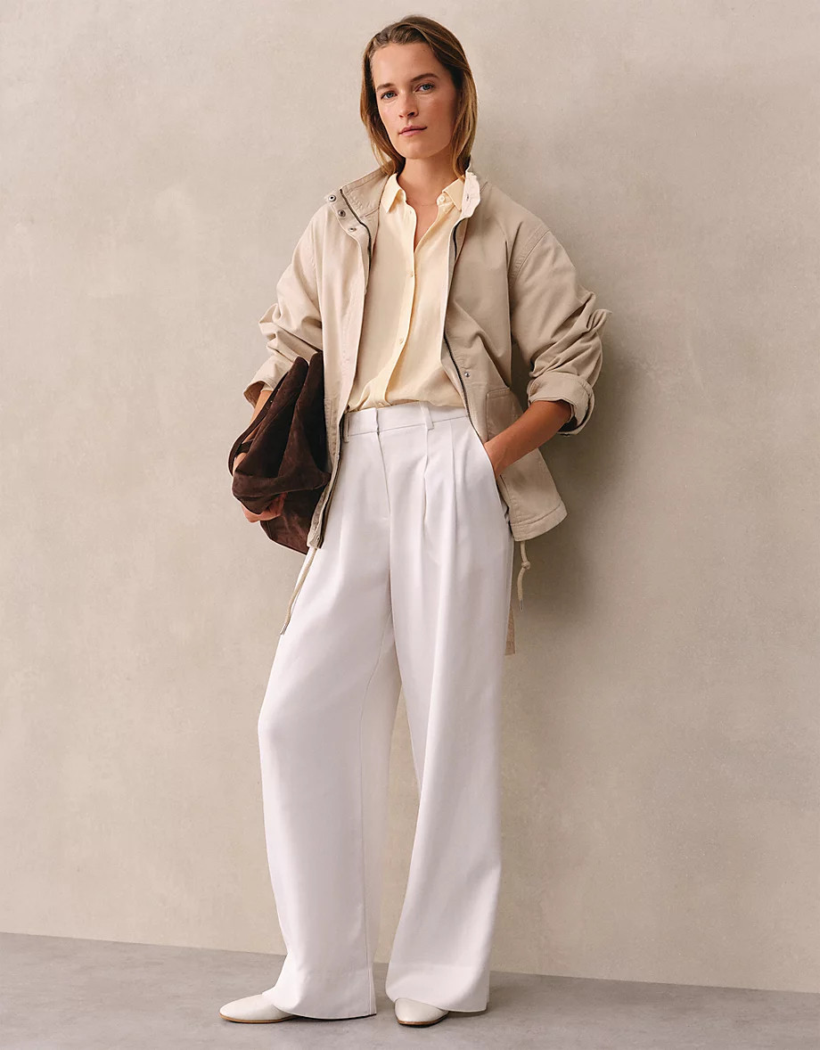Double Pleat Fluid Wide Leg Trousers | The White Company UK & ROW
