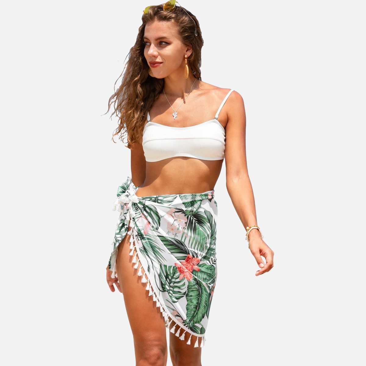Women's Tropical Beachwear Tassel Sarong Cover Up - Cupshe | Target
