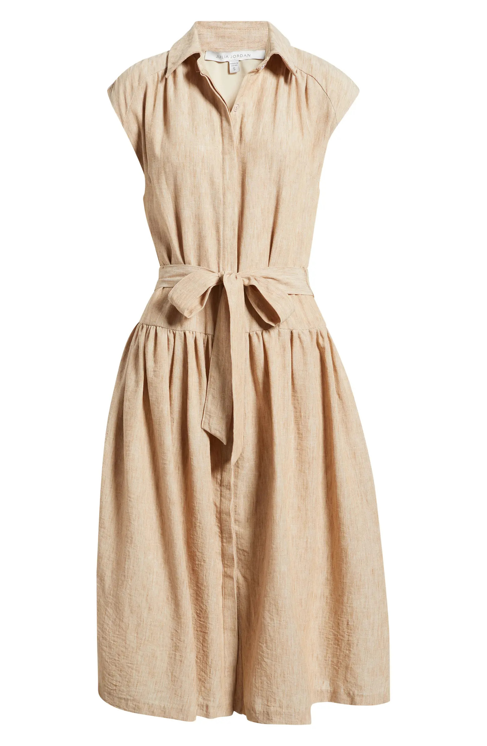 Cap Sleeve Tie Waist Midi Dress | Nordstrom