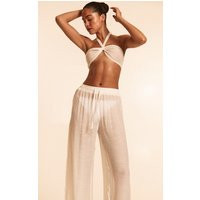 White Bandeau Beach Top and Pant Set | PrettyLittleThing US