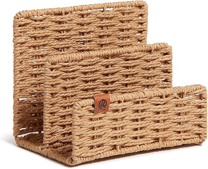 U Brands Woven Letter Sorter, Rattan-Inspired Wicker Style Office Organization Supplies, 1 Count | Amazon (US)