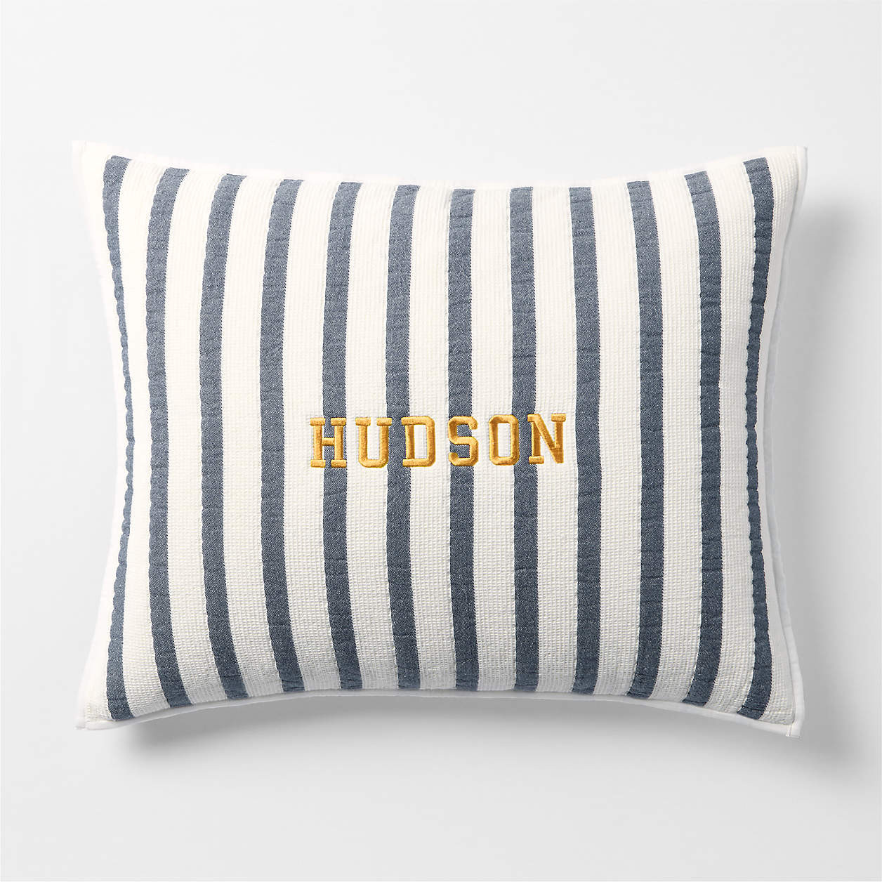 Stripe Waffle Weave Deep Indigo Organic Kids Pillow Sham + Reviews | Crate & Kids | Crate & Barrel