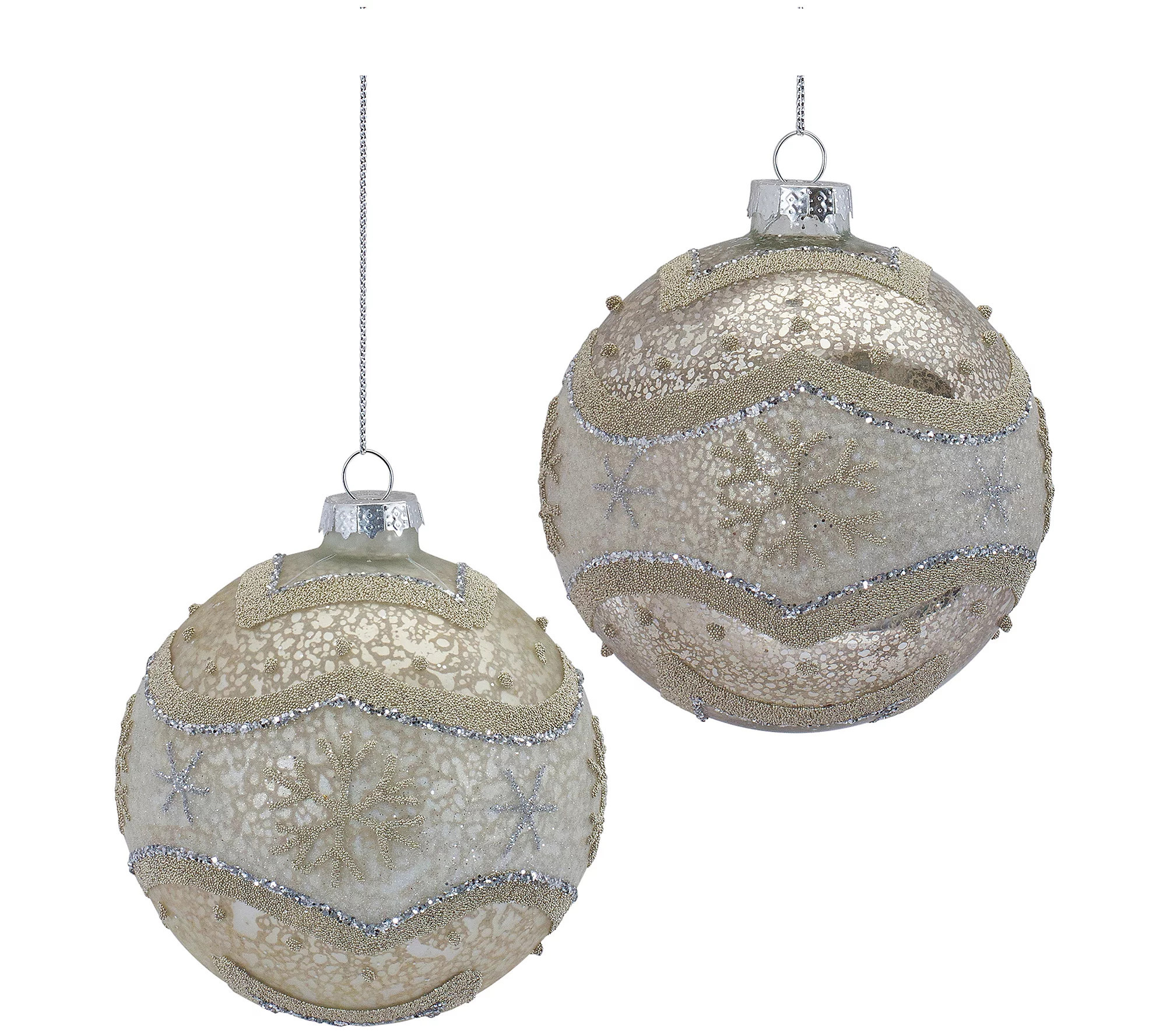 Melrose Snowflake Mercury Glass Ball Ornament ( Set of 6) | QVC