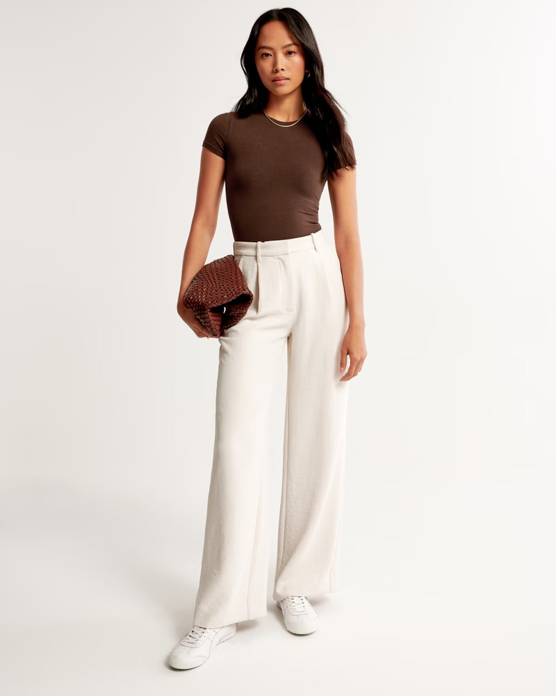 Short-Sleeve Cotton Seamless Fabric Crew Bodysuit | Abercrombie & Fitch (US)