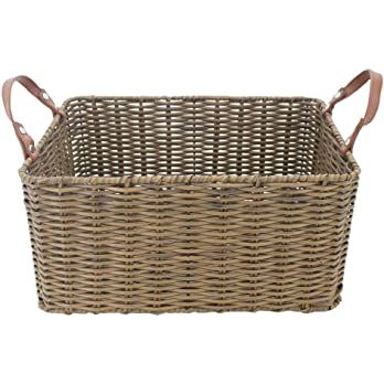 Amazon.com: HDKJ PP Tube Storage Basket with handle,Rectangular storage basket,Decorative Home Stora | Amazon (US)