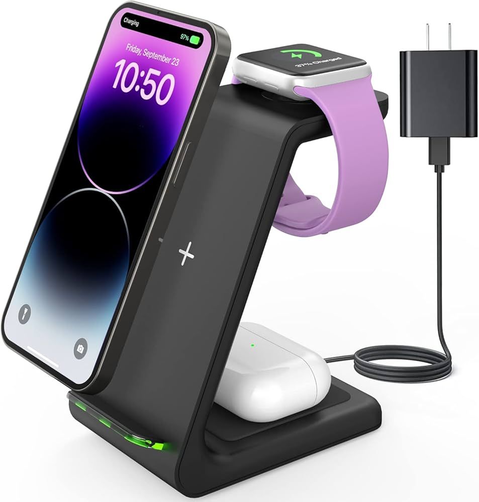 JoyGeek Wireless Charging Station, Wireless Charging Stand, 3 in 1 Charging Station for Apple iPh... | Amazon (US)