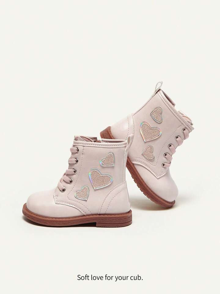 Cozy Cub Fashionable & Trendy Cute Princess Boots With Sparkly Heart Pattern For Children | SHEIN