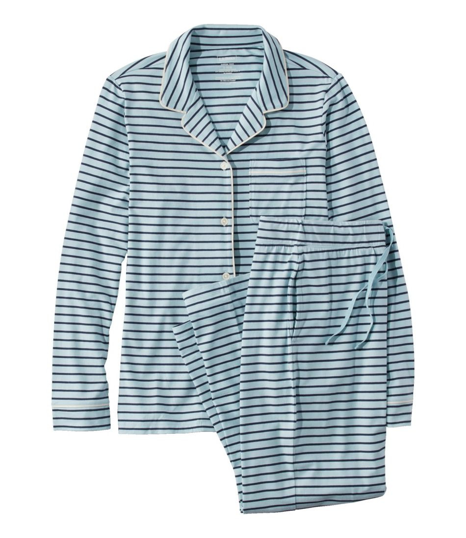 Women's Super-Soft Shrink-Free Button Front Pajama Set, Stripe | L.L. Bean