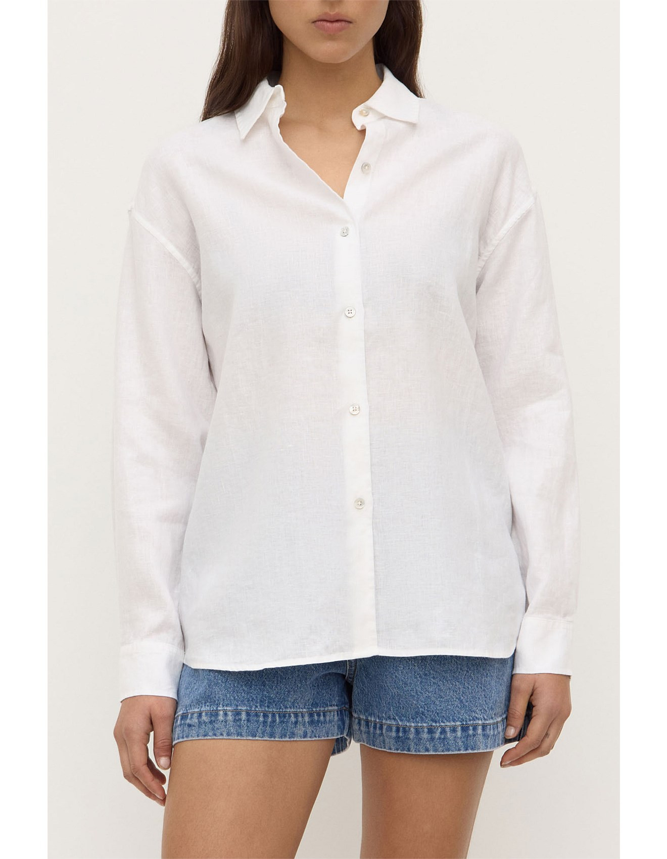 Everyday Womens Linen Long Sleeve Shirt White | David Jones (Australia & New Zealand)