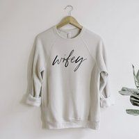 Wifey Sweatshirt | Mrs Initial Honeymoon Engagement Tees Monogram Sweatshirt Tees | Etsy (US)