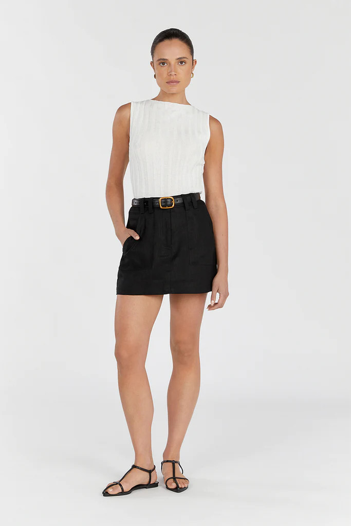 EVA BLACK LINEN SKORT | DISSH