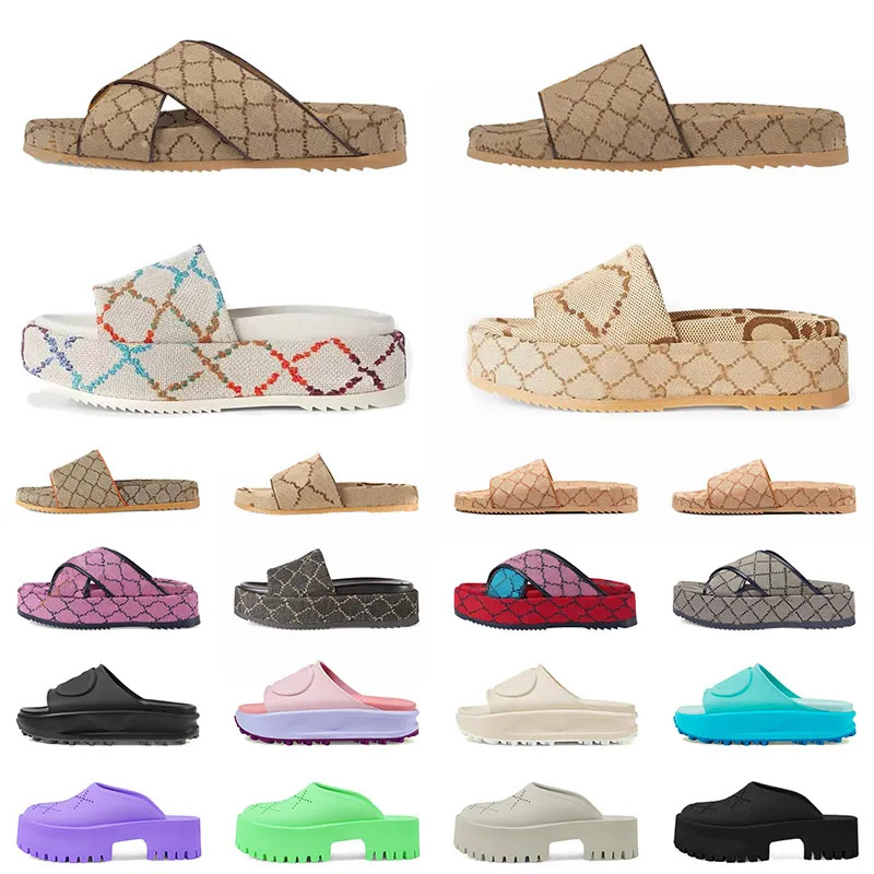 Designer GC Slides Sandals Women Fashion Platform Embroidered Letter Canvas Slippers Chunky Sanda... | DHGate