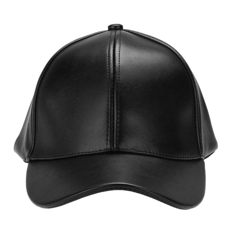 RUSR Unisex Leather Baseball Cap Outdoor Sport Adjustable Hat (Black) | Walmart (US)