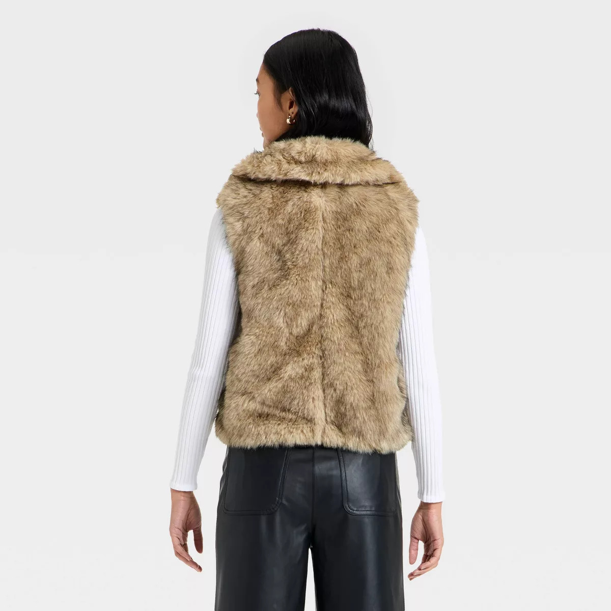 Women's Faux Fur Vest - A New Day™ Tan M | Target