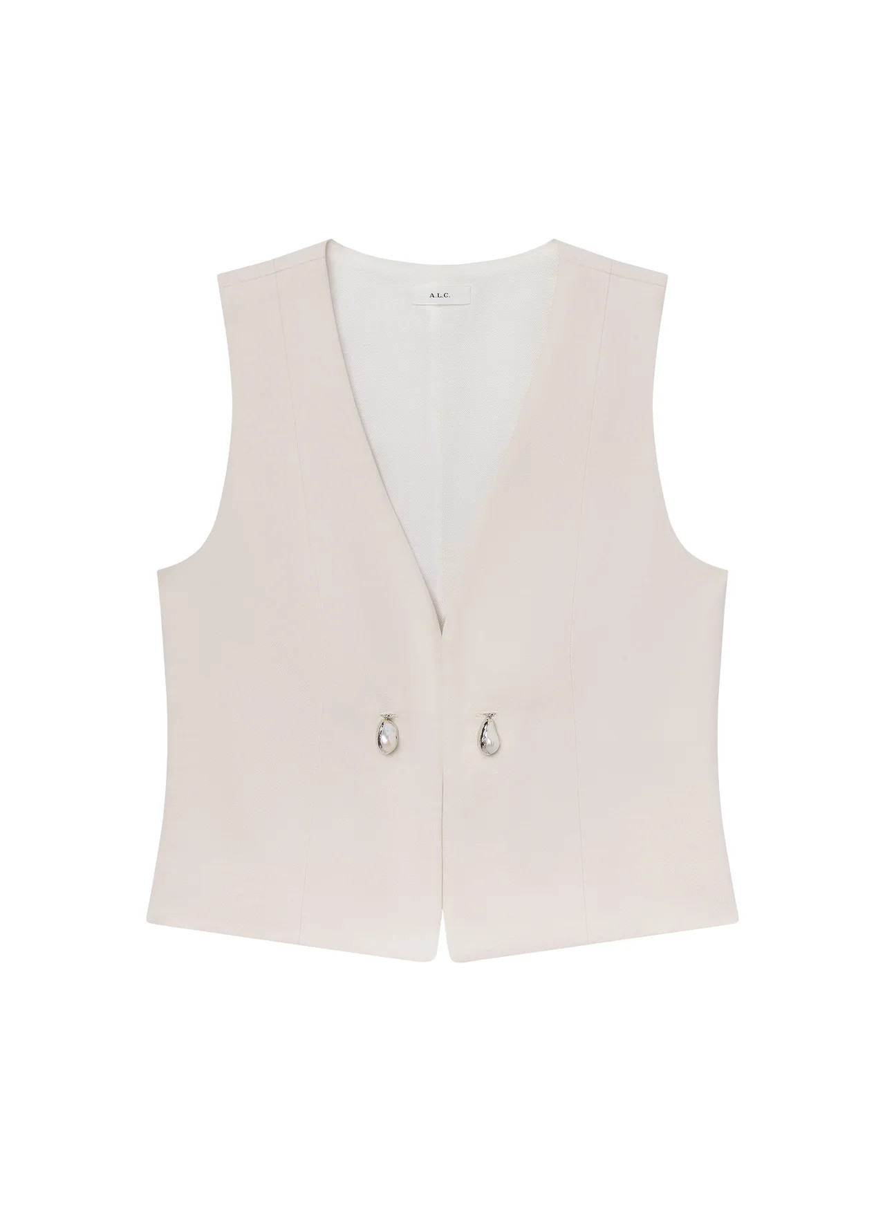 Leo Pearl Embellished Linen Vest | A.L.C