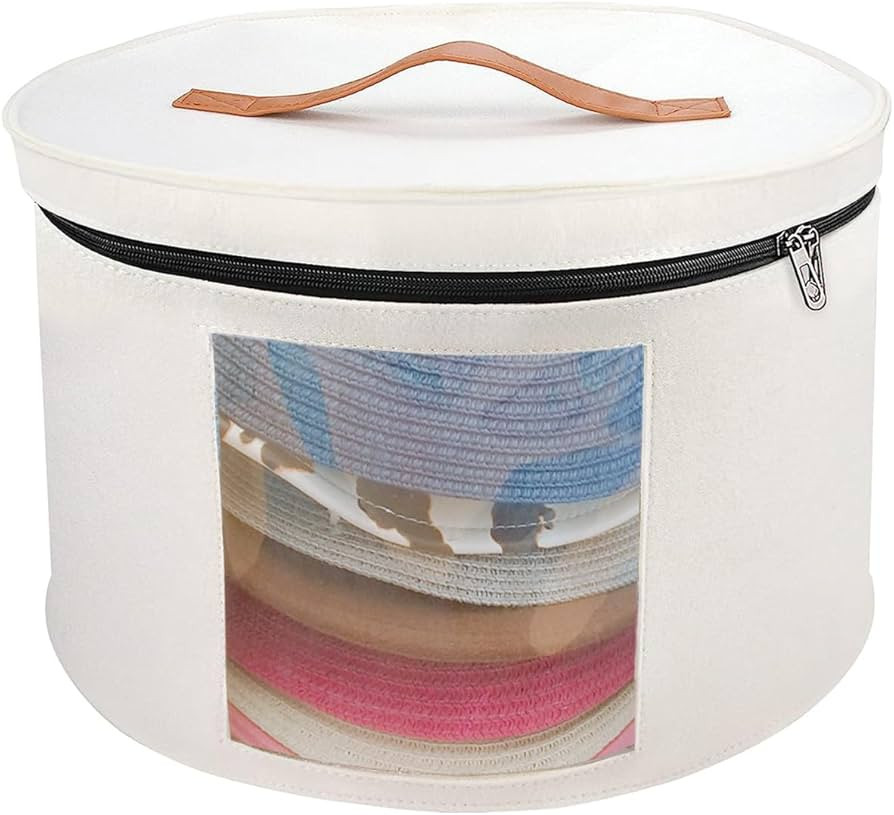 Hat Box-Hat Boxes for Women Storage Travel Hat Box Large Round Hat Carrier Case Organizer Wide-Br... | Amazon (US)