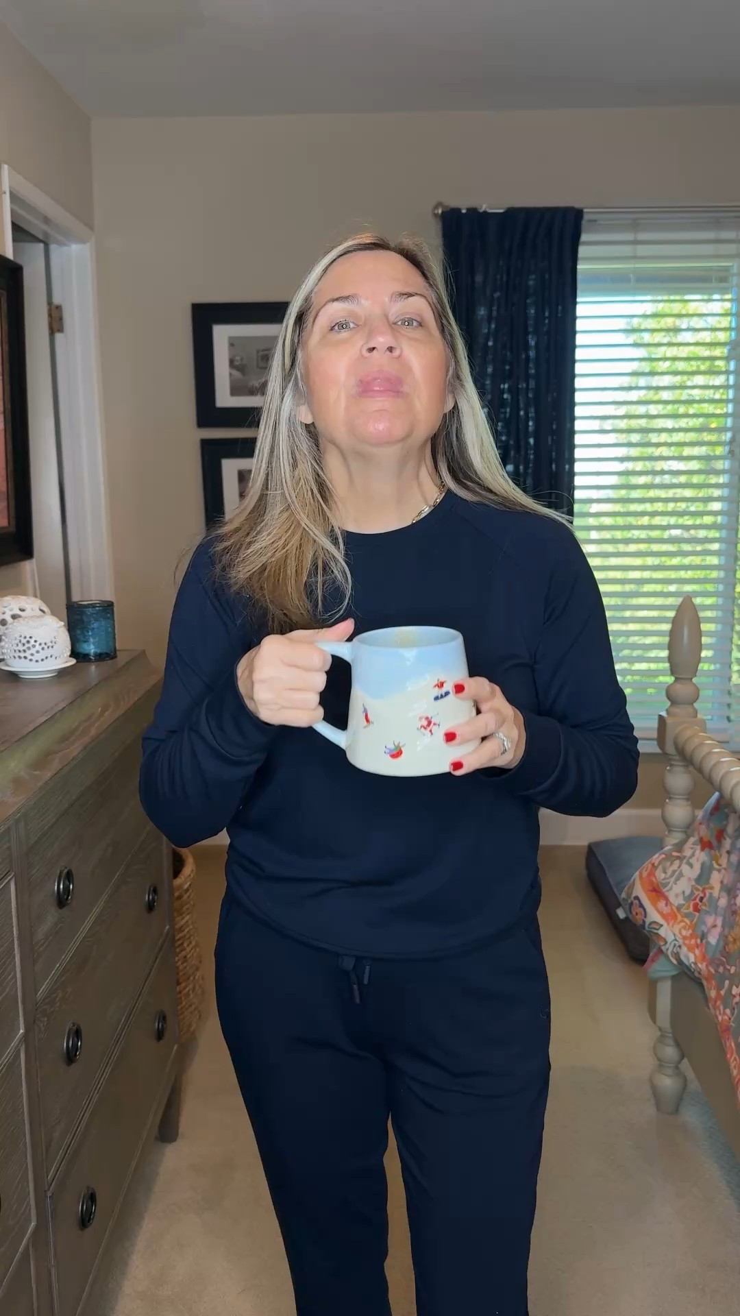 Here’s another favorite travel, lounge set. It’s perfect for those laid back days, but still keeps you looking out together. I am wearing small in both pieces  