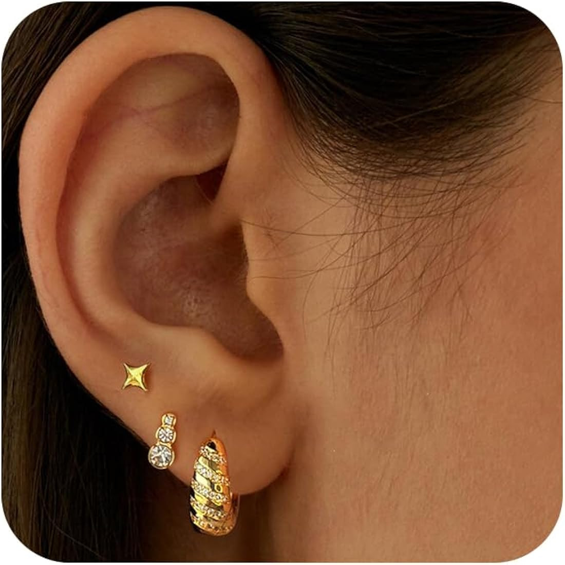 ASCOMY Gold Hoop Earrings for Women Gold Earrings Set 14K Gold/White Gold Plated Huggie Hoops Ear... | Amazon (CA)